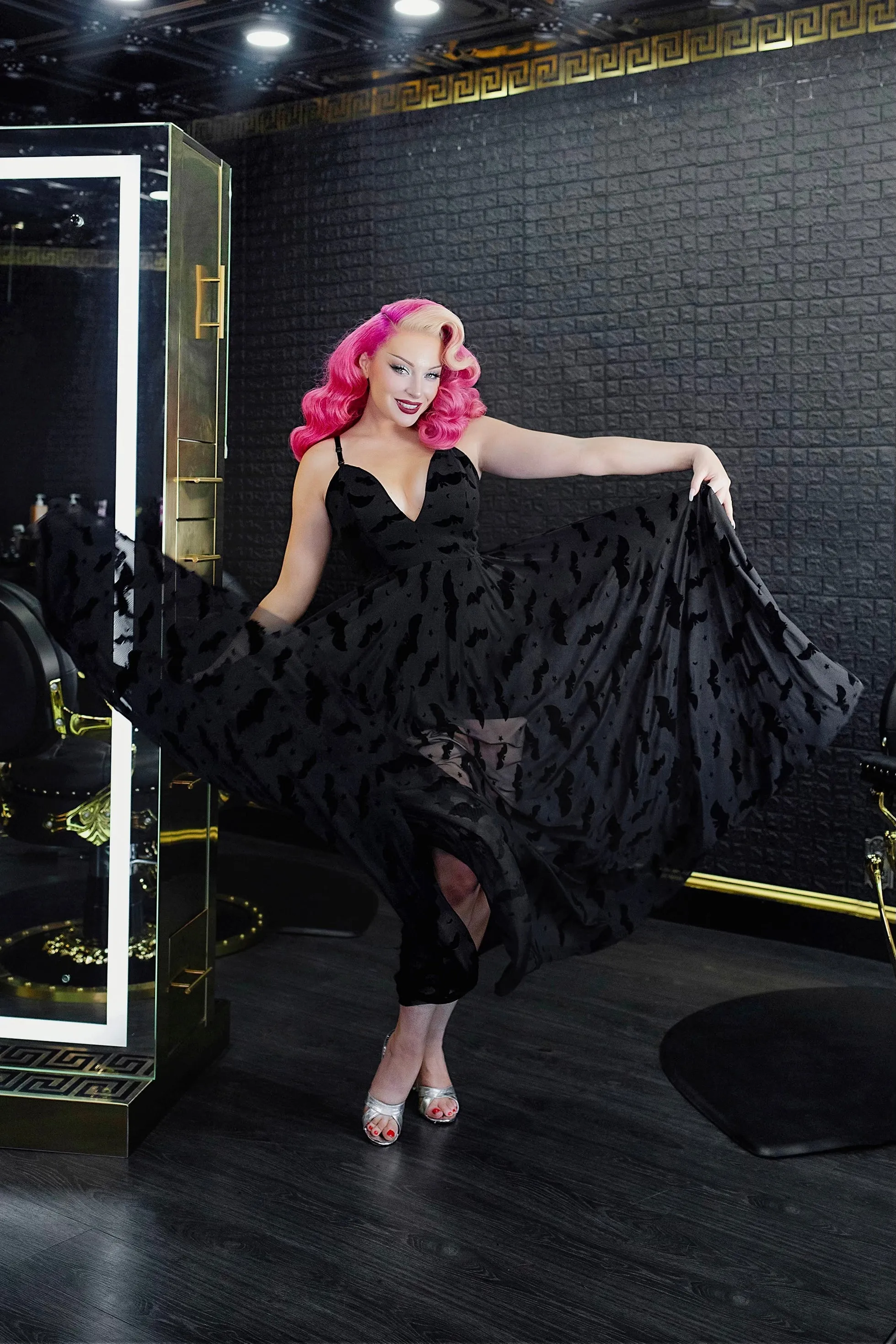 Nosferatu Bat Mesh Maxi with Built-In Romper