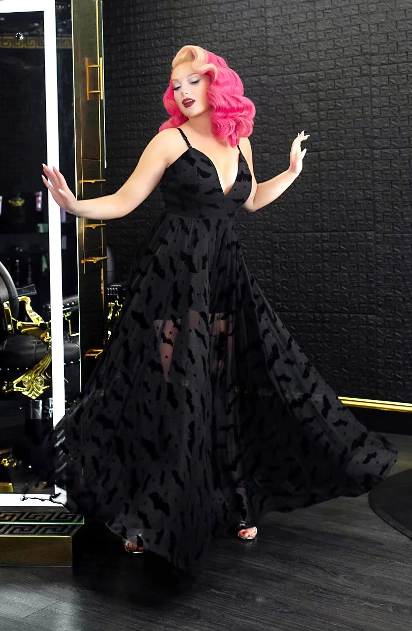 Nosferatu Bat Mesh Maxi with Built-In Romper