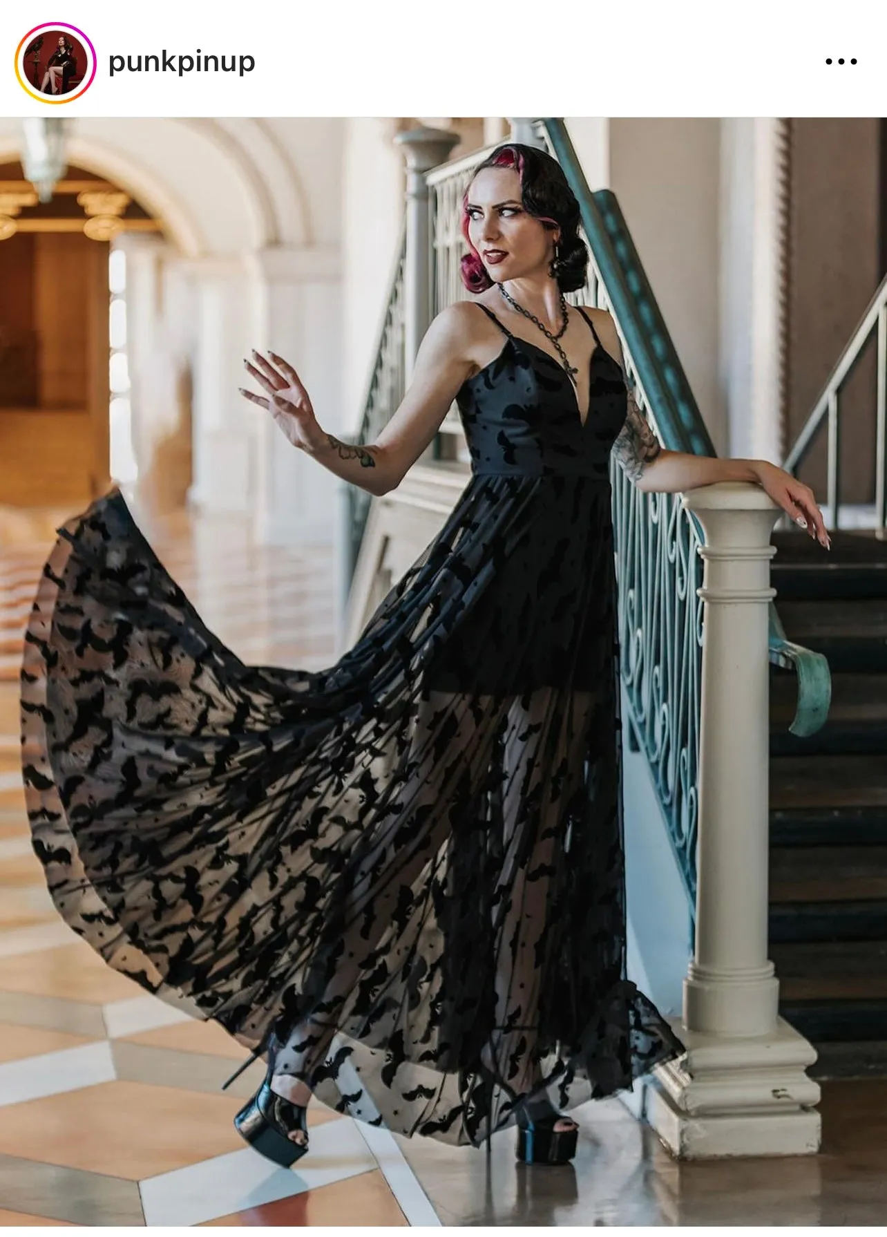 Nosferatu Bat Mesh Maxi with Built-In Romper