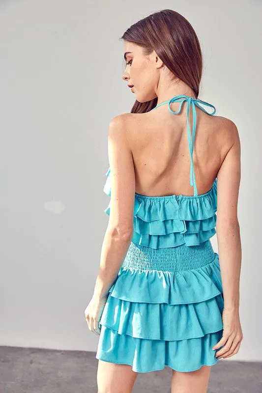 Oceans Away Smocked Waist Ruffle Romper