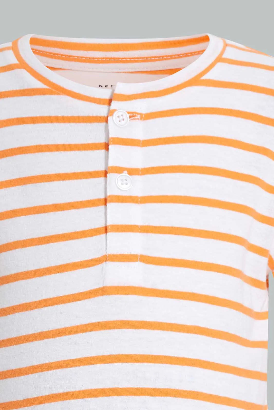 Orange And White Stripe T-Shirt For Baby Boys