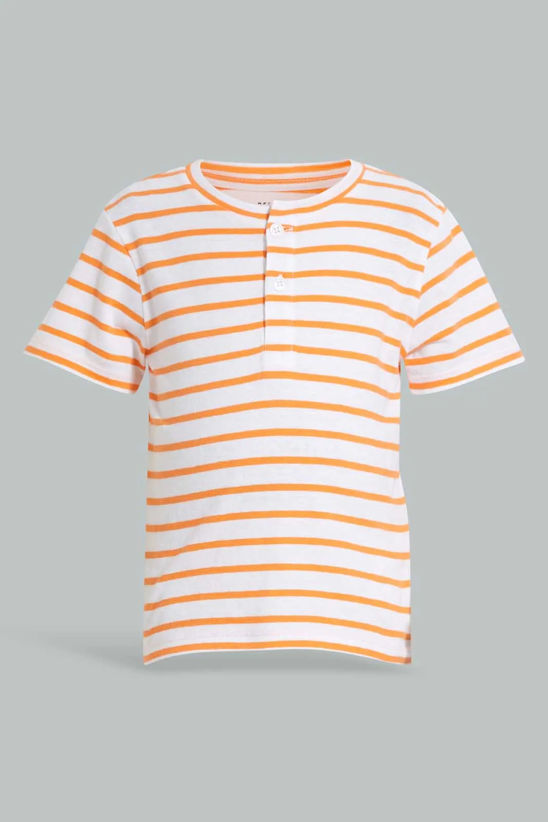 Orange And White Stripe T-Shirt For Baby Boys