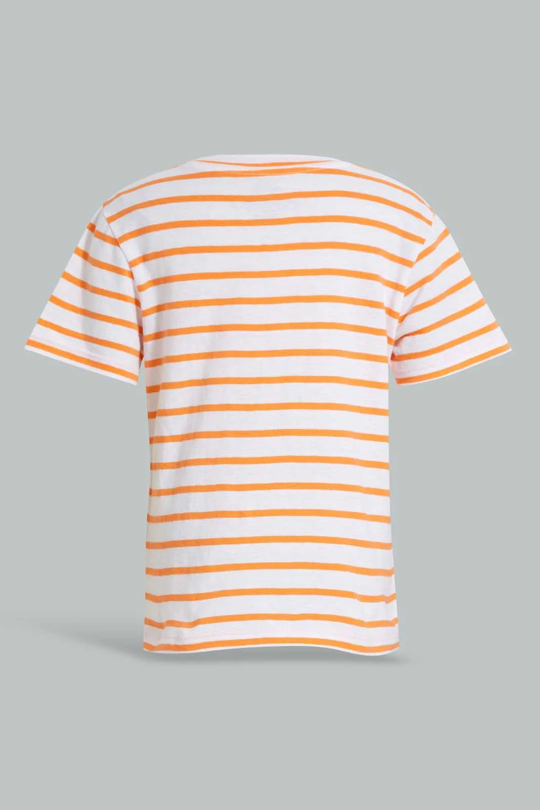 Orange And White Stripe T-Shirt For Baby Boys