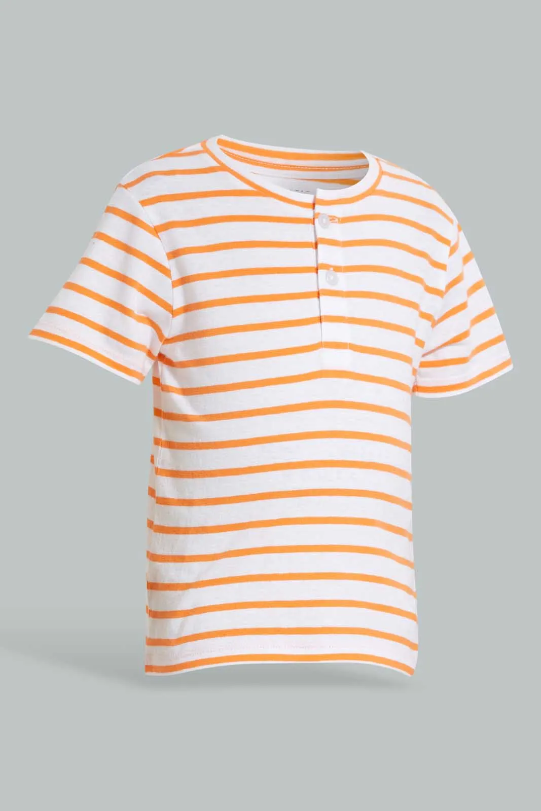 Orange And White Stripe T-Shirt For Baby Boys