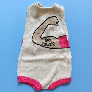 Organic Baby Romper, Sleeveless Knit - Girl Power