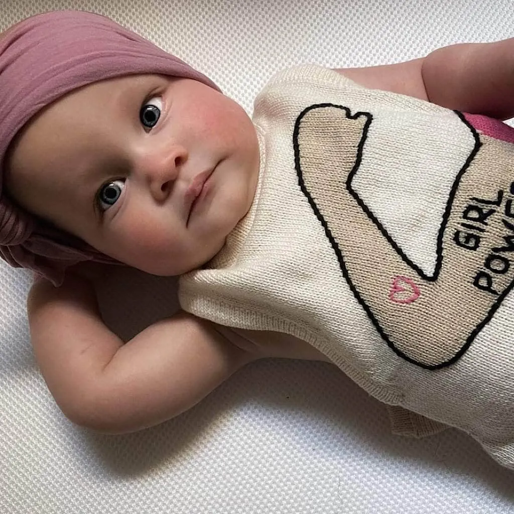 Organic Baby Romper, Sleeveless Knit - Girl Power
