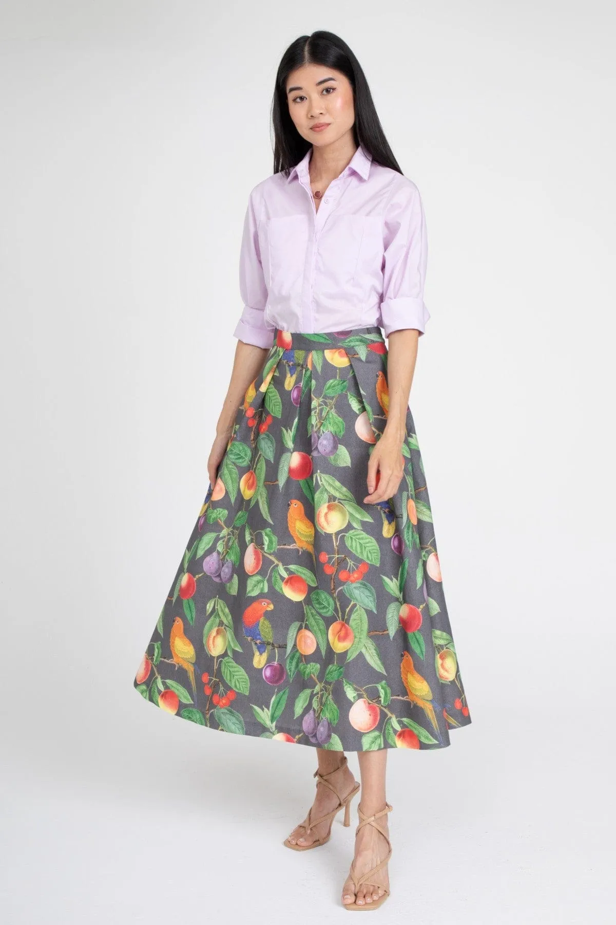 Parrot and Fruit Maxi Skirt