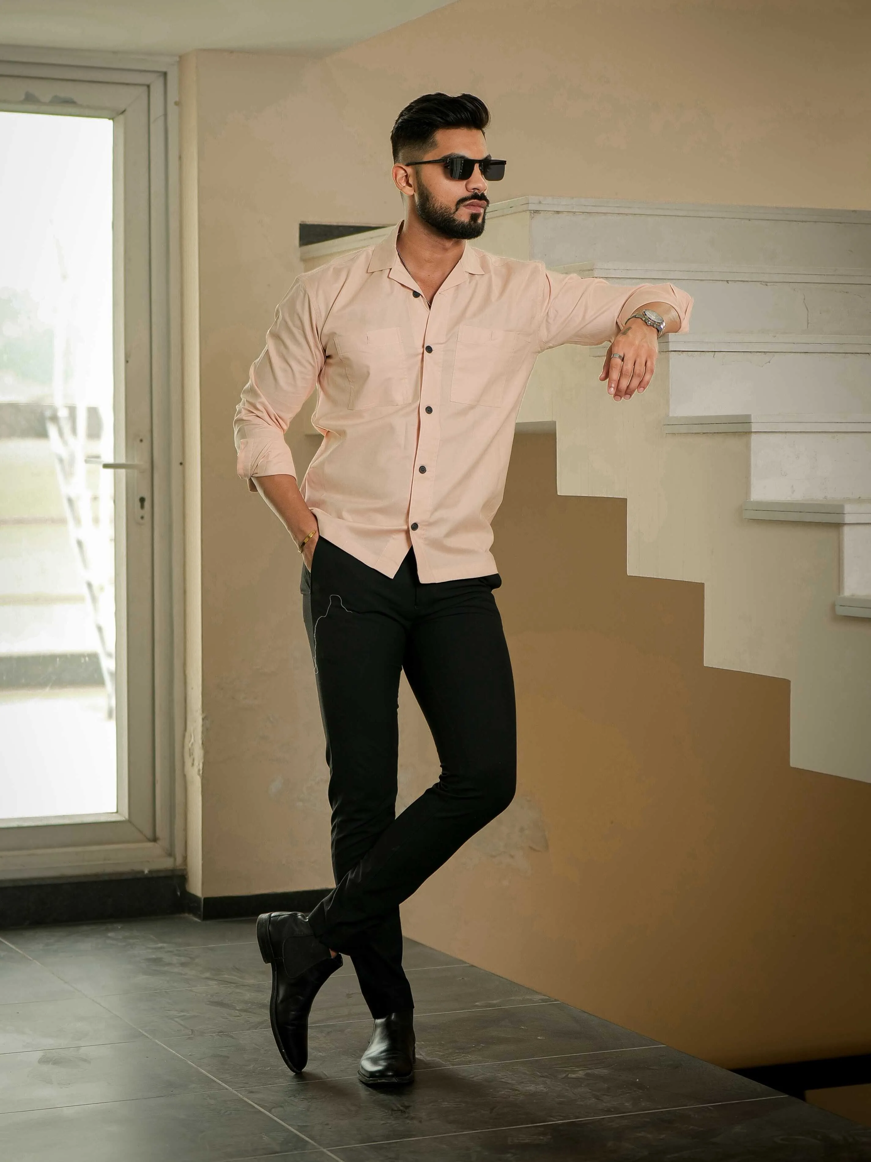 Peach Oxford Cotton Over Shirt