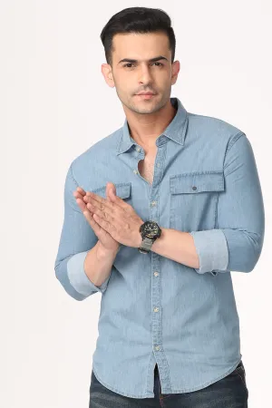 Pleasant Light Blue Denim Shirt