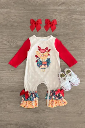 Polka Dot Paisley Chicken Romper