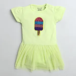 Polka Tots Half Sleeve Romper Onesie Sequence Ice Popsicle - Yellow