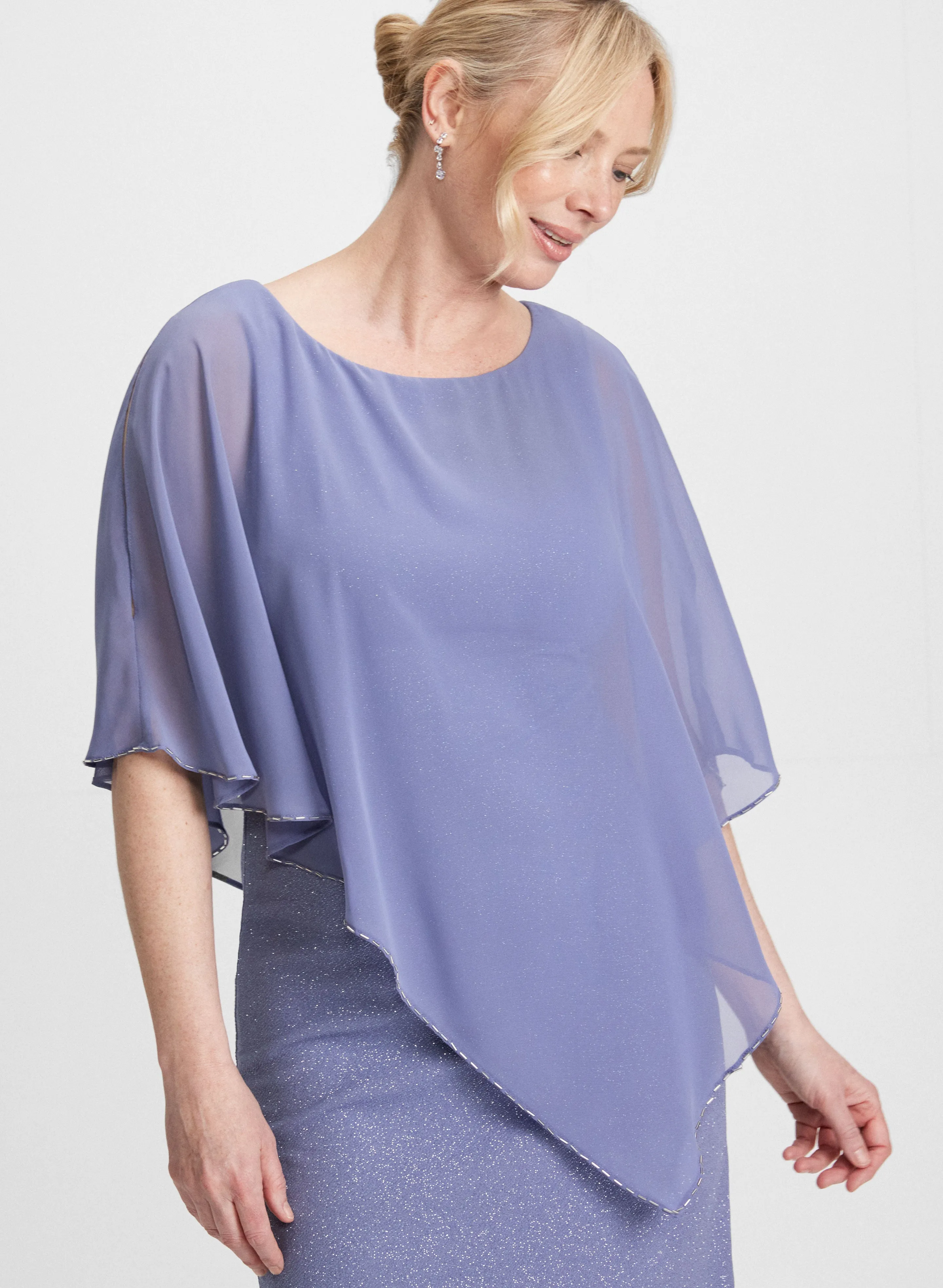 Poncho-Effect Shimmering Dress