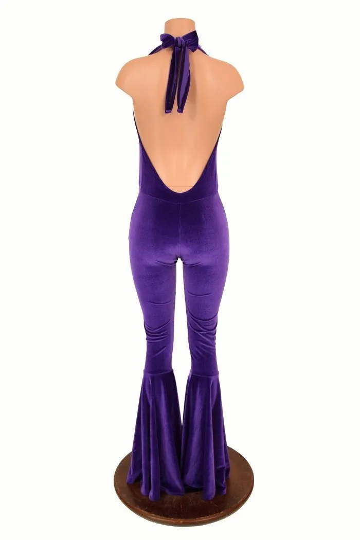 "Josie" Halter Bell Bottom Flare Catsuit