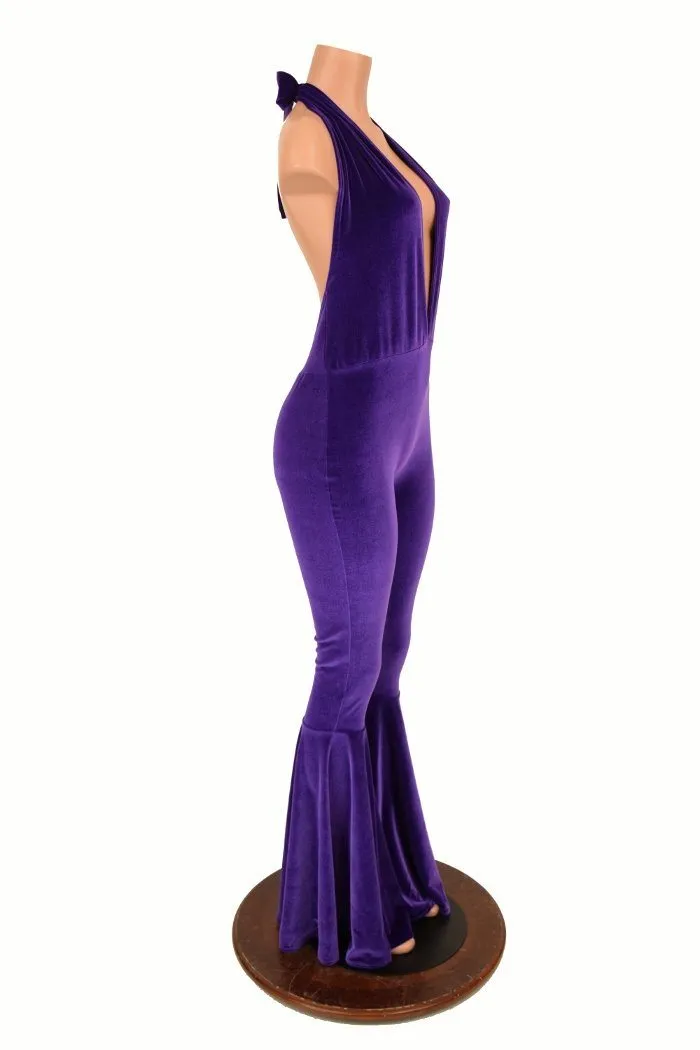 "Josie" Halter Bell Bottom Flare Catsuit