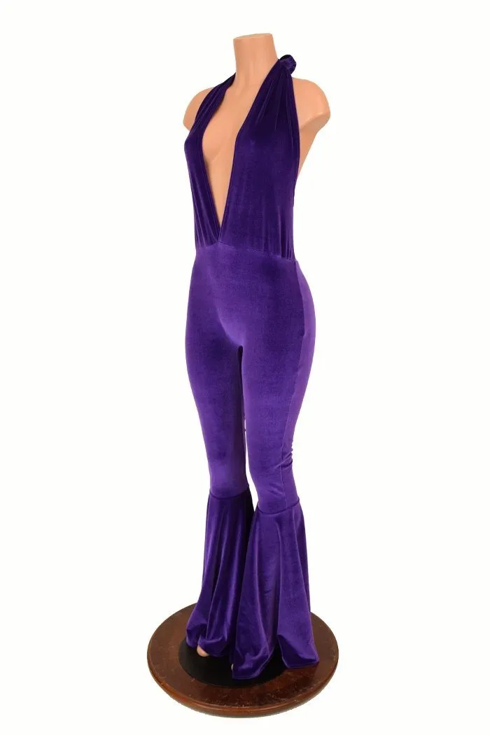 "Josie" Halter Bell Bottom Flare Catsuit