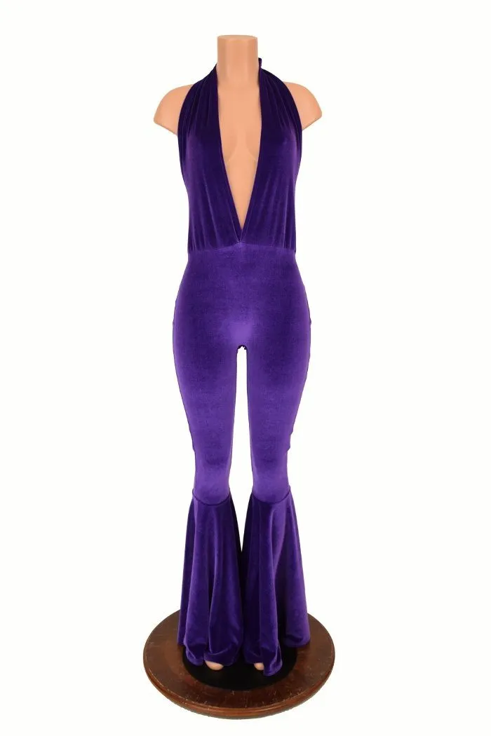 "Josie" Halter Bell Bottom Flare Catsuit