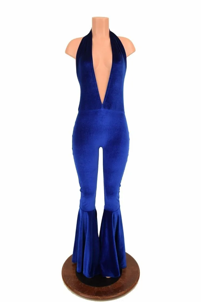 "Josie" Halter Bell Bottom Flare Catsuit