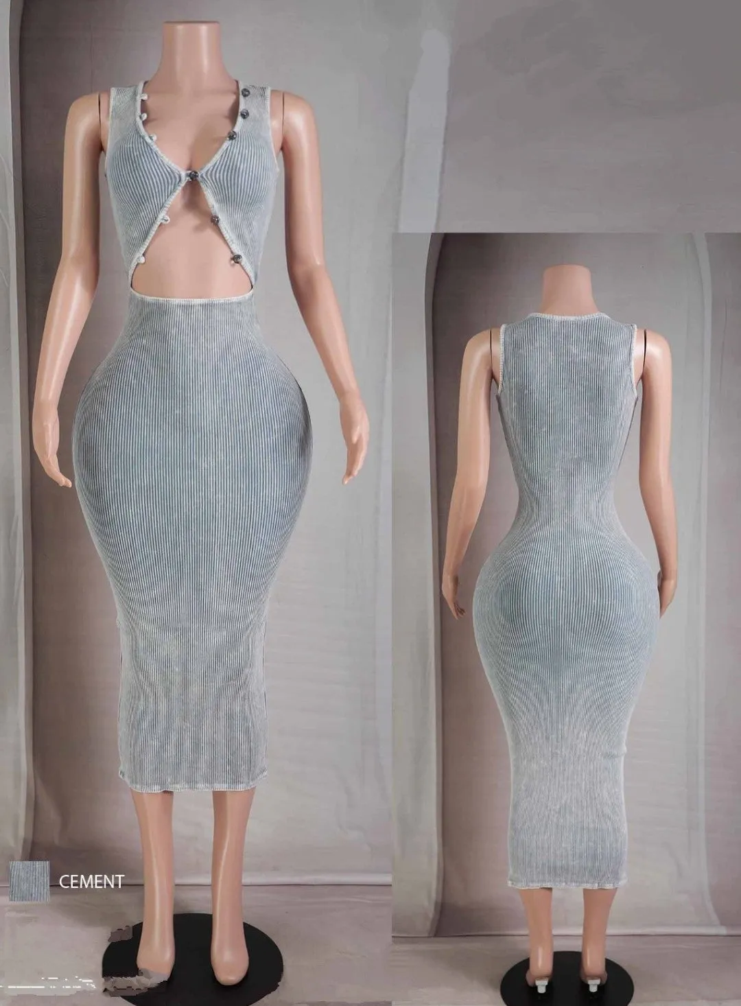 "The Baddest" Mineral Wash Cutout Midi Dress.