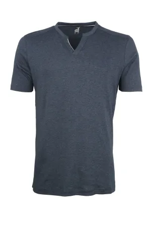 Raffi Short Sleeve V-neck Henley Carbon