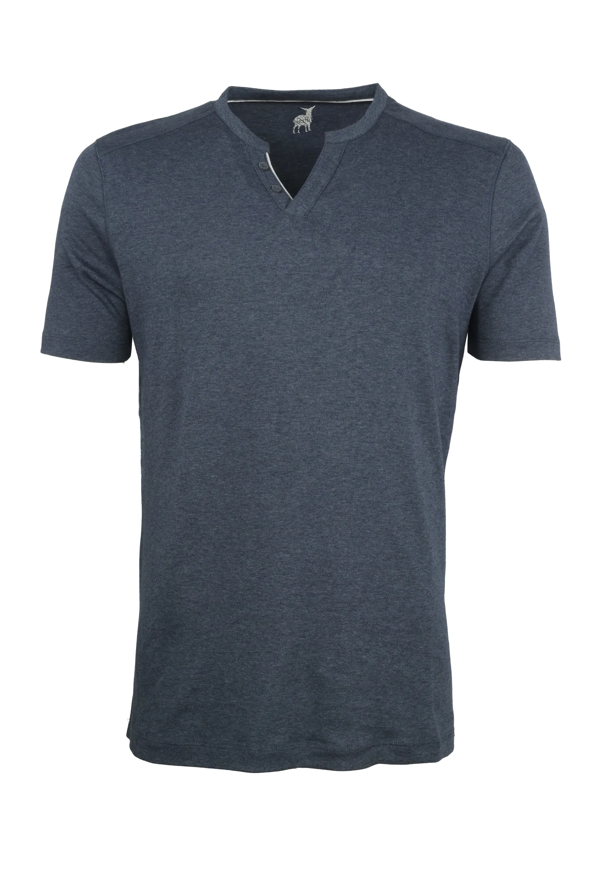 Raffi Short Sleeve V-neck Henley Carbon