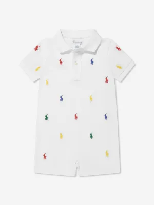 Ralph Lauren Baby Boys Logo Romper in White