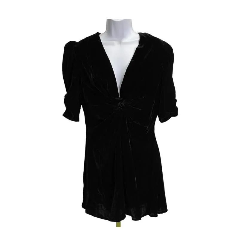 Rhode Leanna Twist Front Velvet Dress Size Large Black New