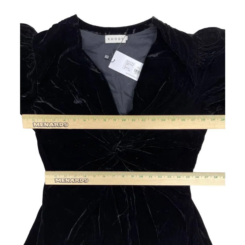 Rhode Leanna Twist Front Velvet Dress Size Large Black New