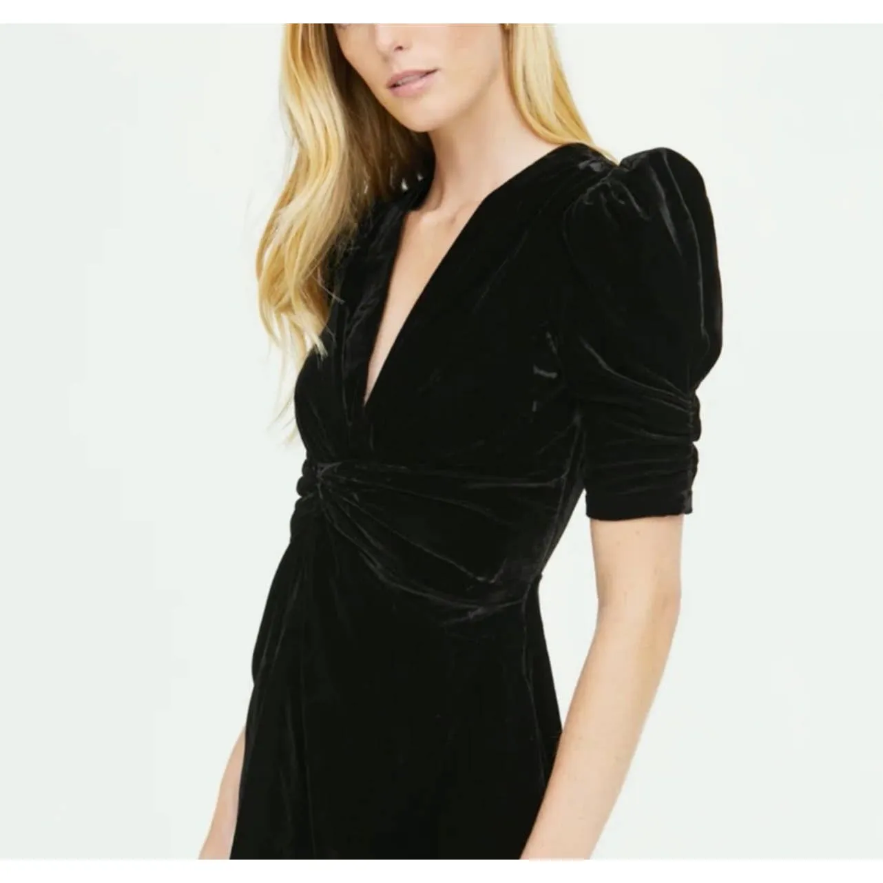 Rhode Leanna Twist Front Velvet Dress Size Large Black New