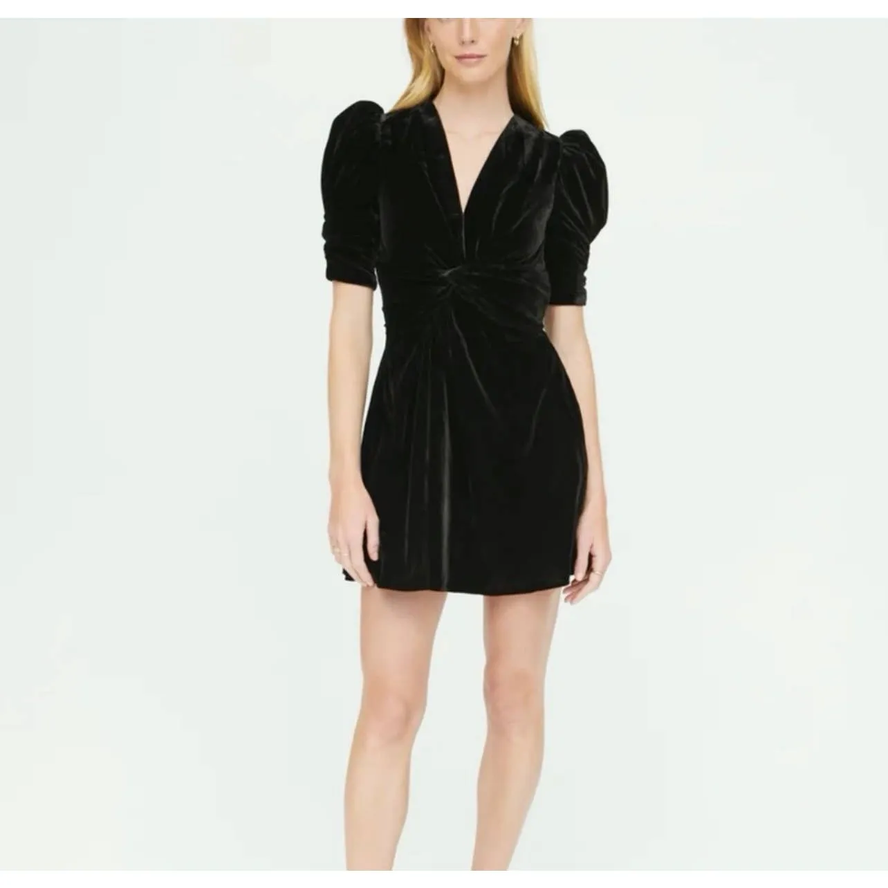 Rhode Leanna Twist Front Velvet Dress Size Large Black New