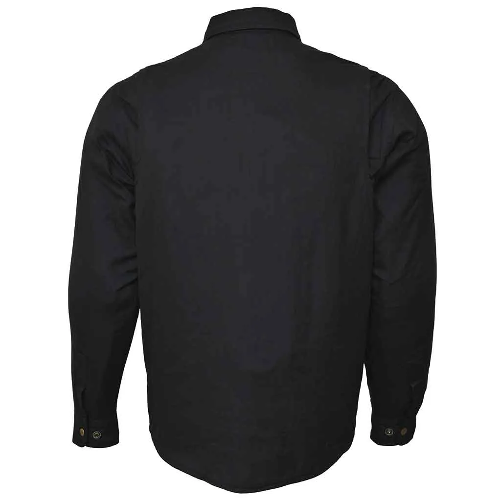 RIDERACT® Men's Motorcycle Riding Flannel Shirt Classic Plain Black