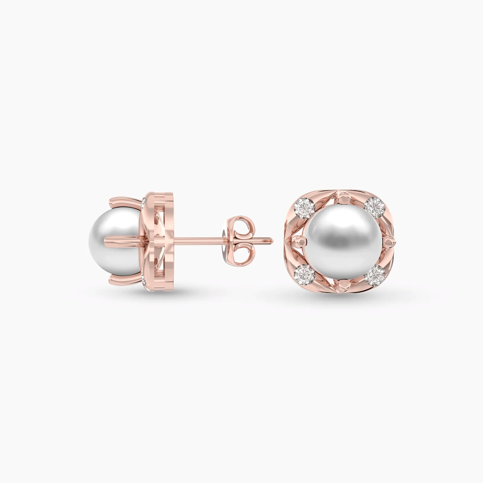 Rose Gold Golden Glow Pearls with Diamonds