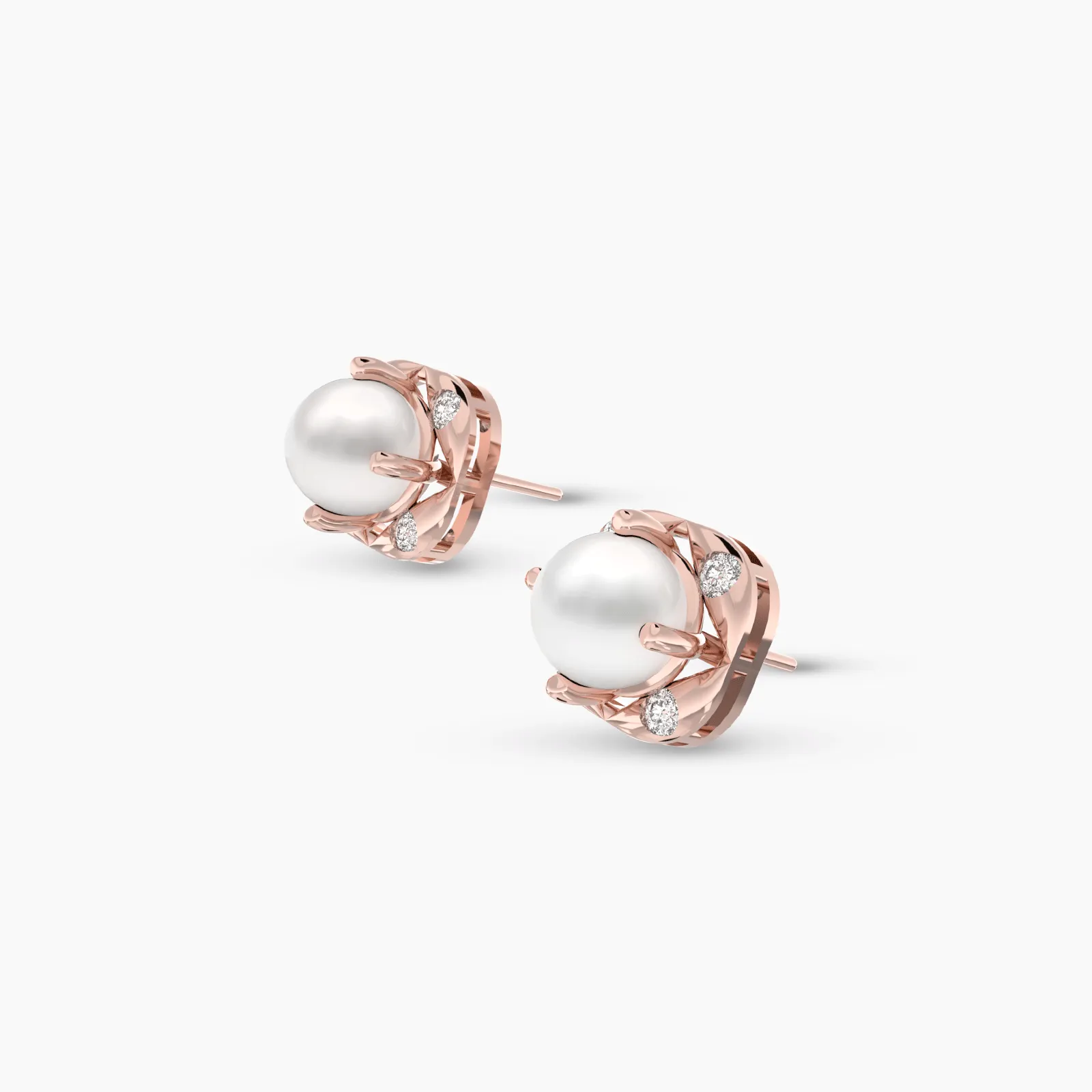 Rose Gold Golden Glow Pearls with Diamonds