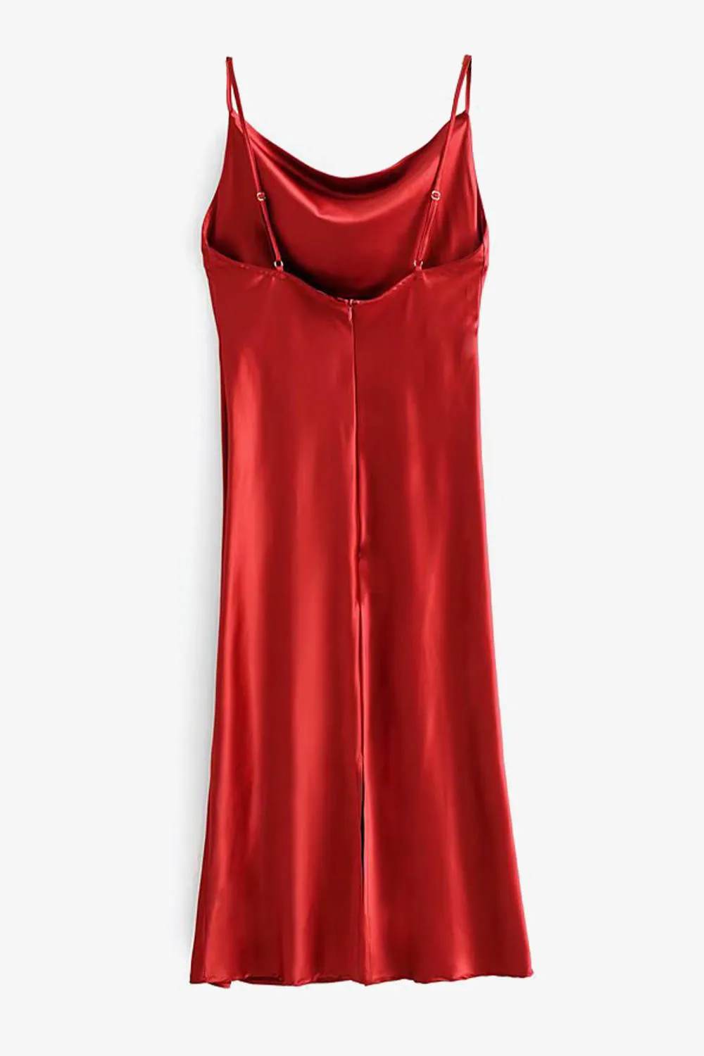 Satin Backless Cowl Neck Slip Dress