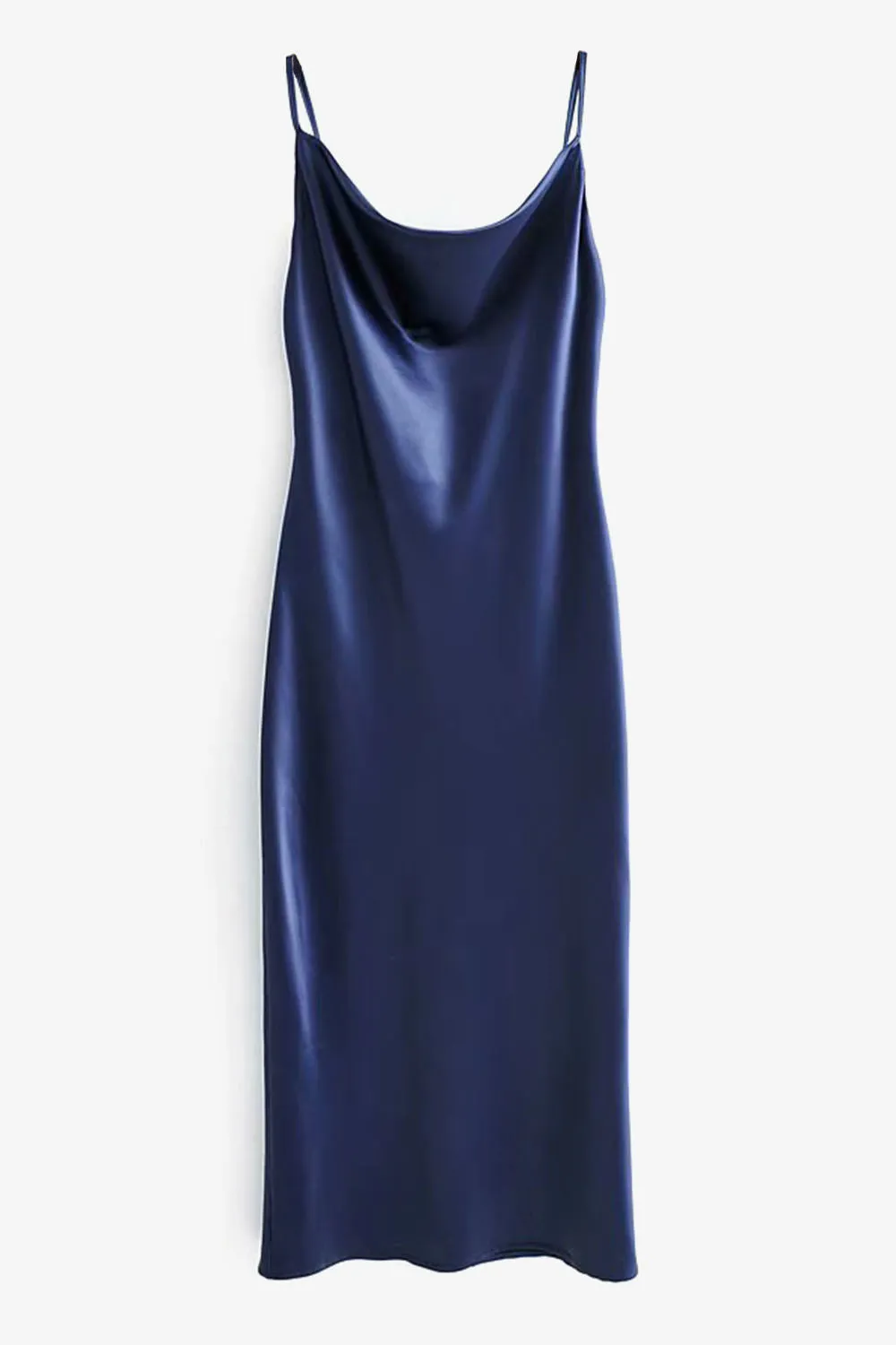 Satin Backless Cowl Neck Slip Dress