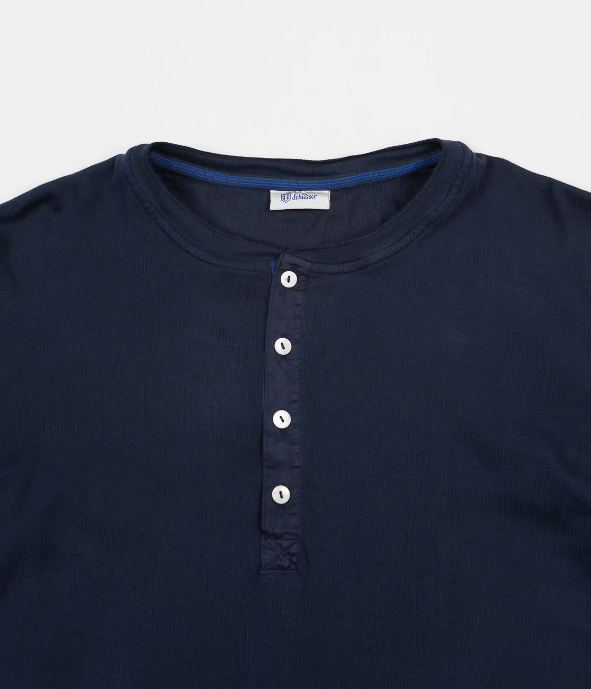 Schiesser Karl-Heinz Henley Long Sleeve T-Shirt - Dark Blue
