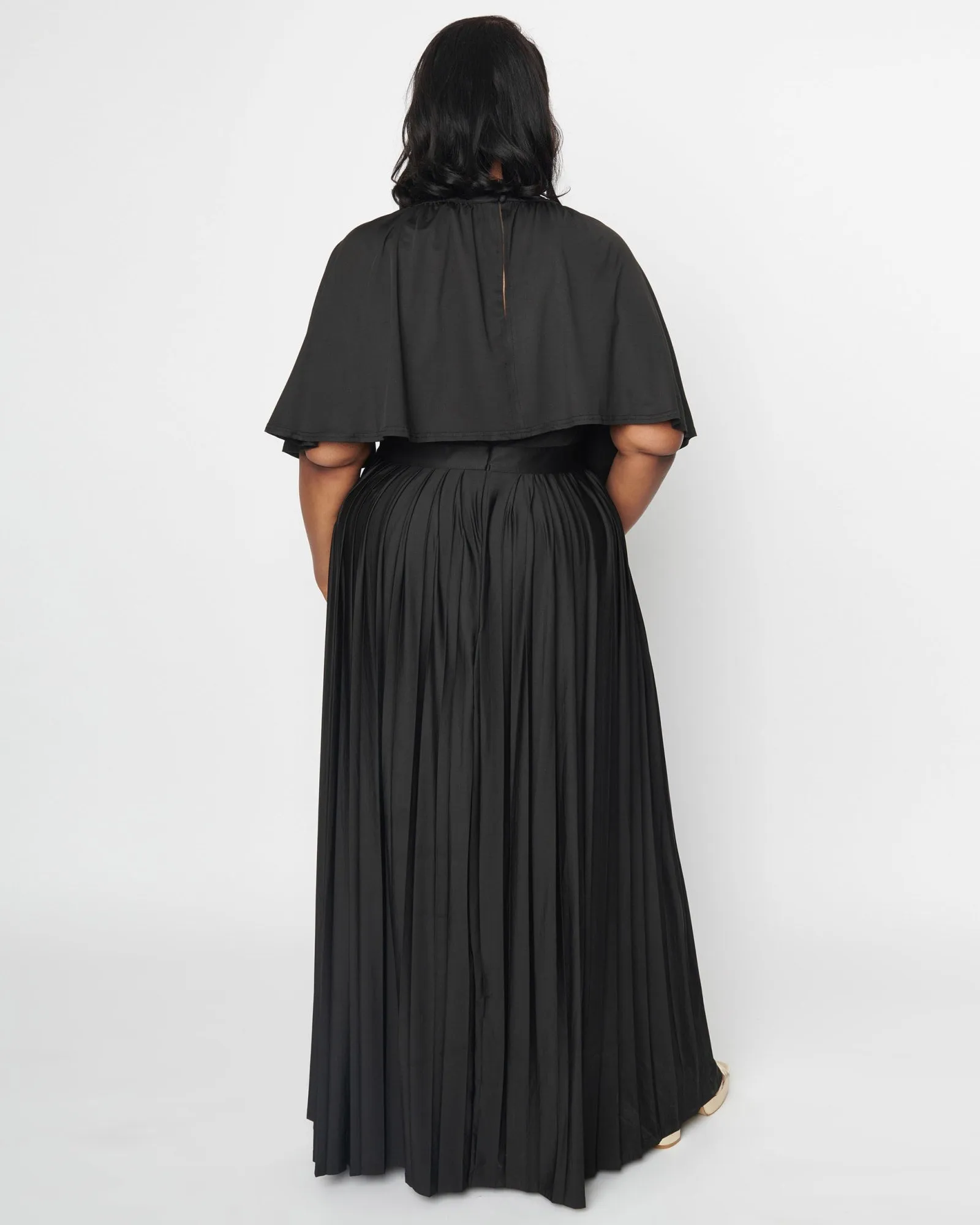 Smak Parlour Black Pleated Cape Maxi Dress | Black