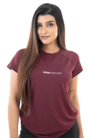 SOuLL Active Wine Red Half Sleeves T-Shirt