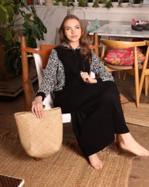 Sparrow Black & Alphabet Terry Hoodie and Maxi Skirt