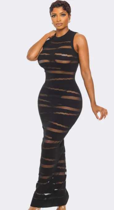Starstruck Sheer Accent Sleeveless Maxi Dress