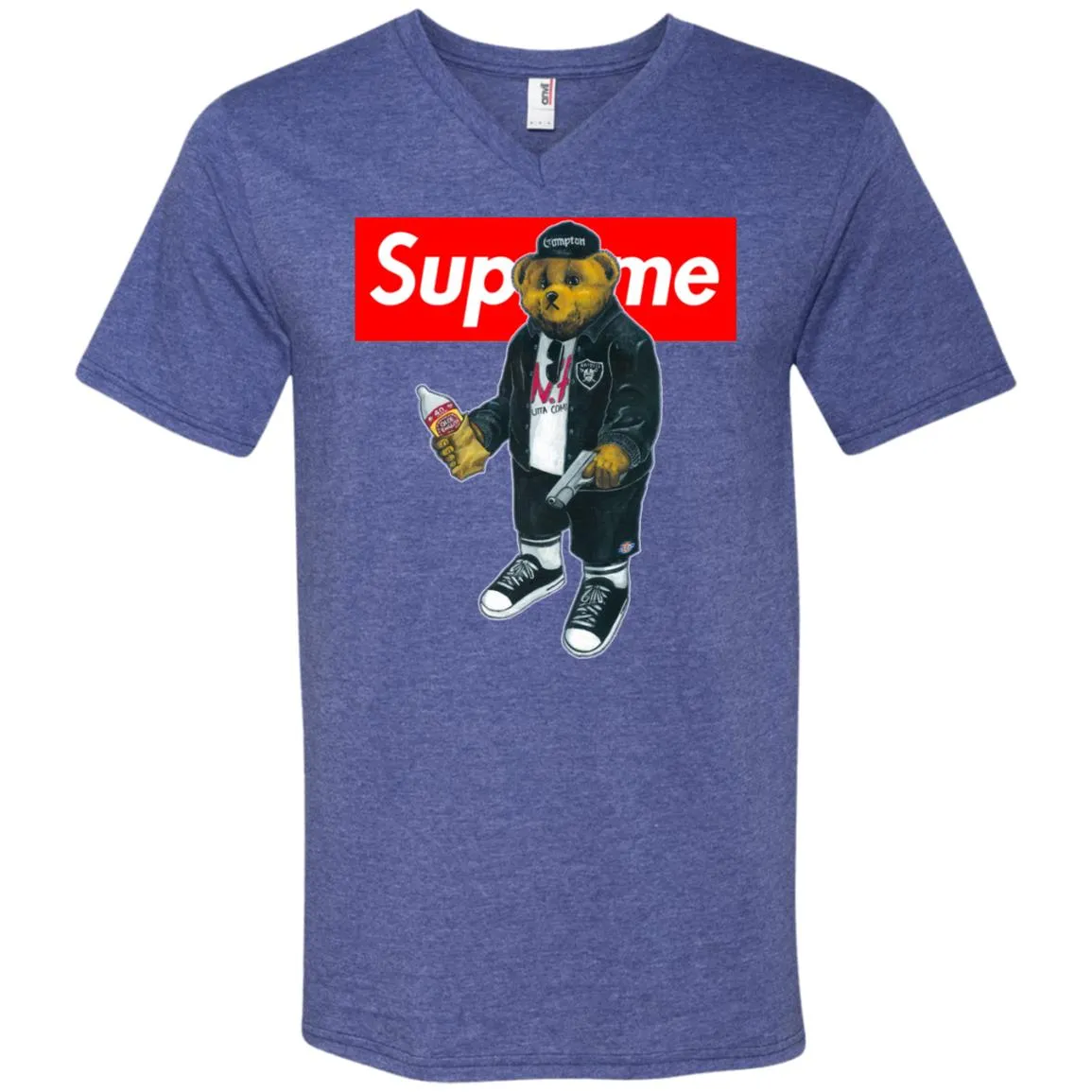 Supreme Bear Guns T-shirt Men V-Neck T-Shirt