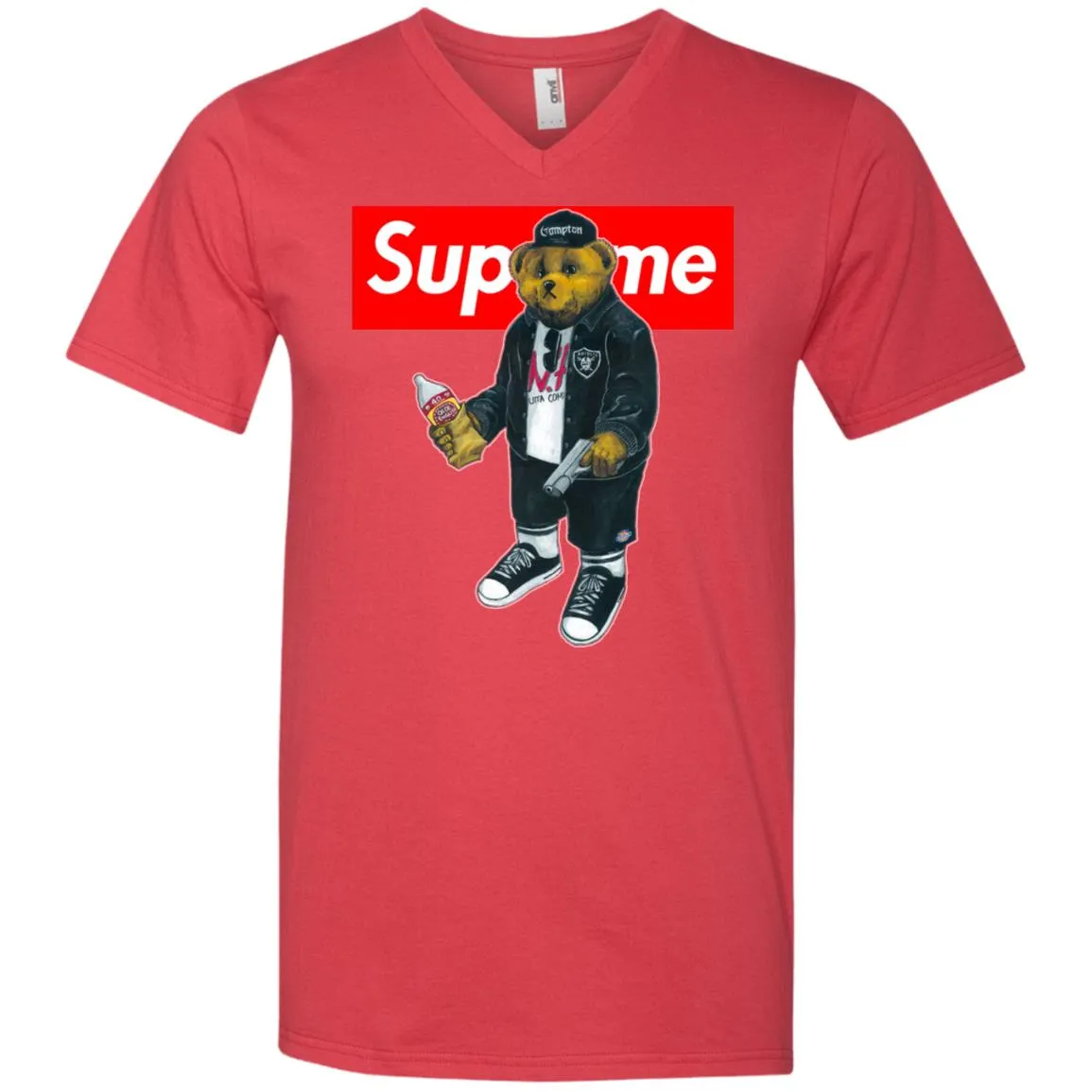 Supreme Bear Guns T-shirt Men V-Neck T-Shirt