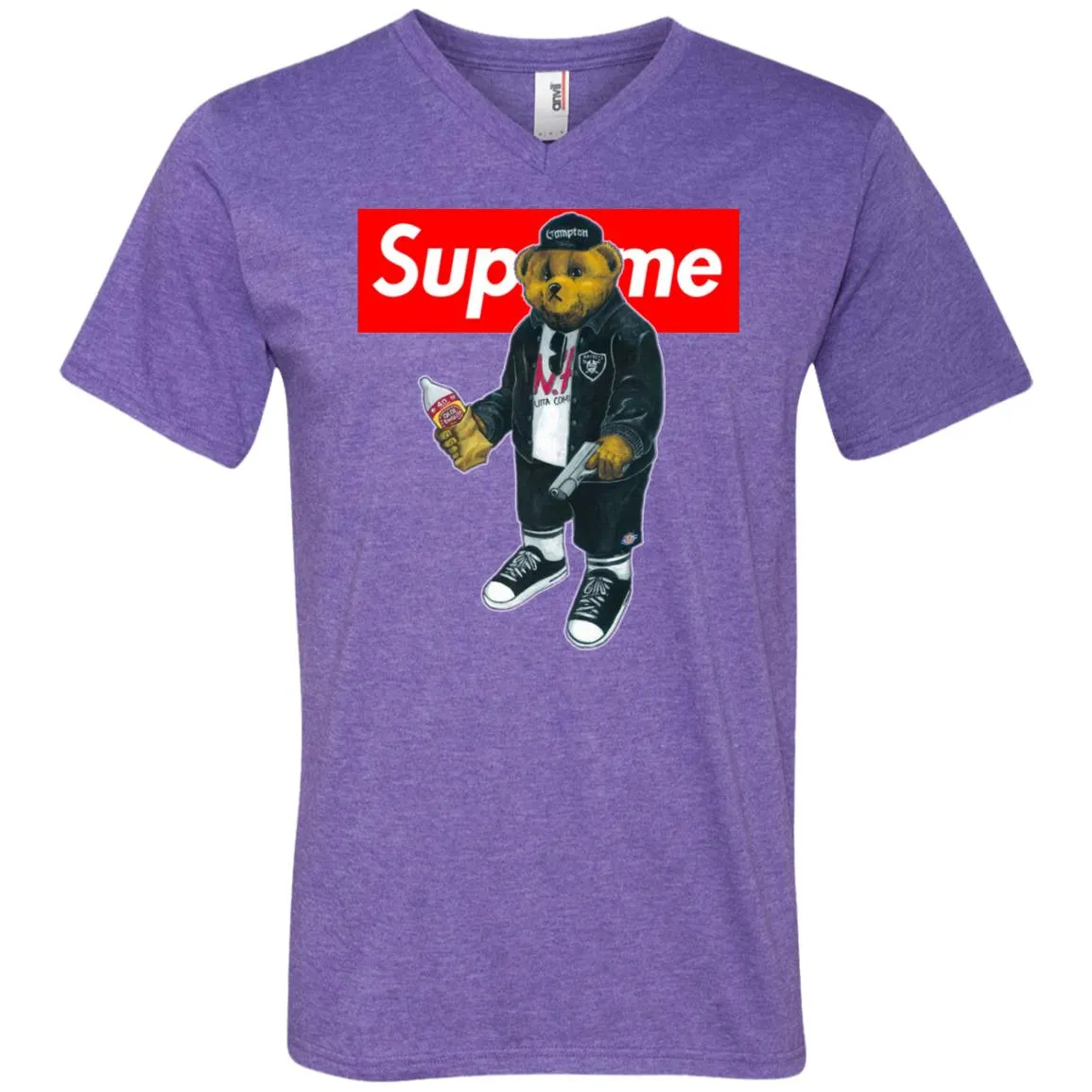 Supreme Bear Guns T-shirt Men V-Neck T-Shirt