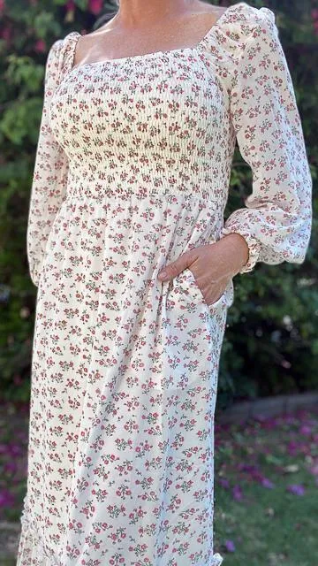 Tallulah Square Neckline Ditsy Floral Midi Dress