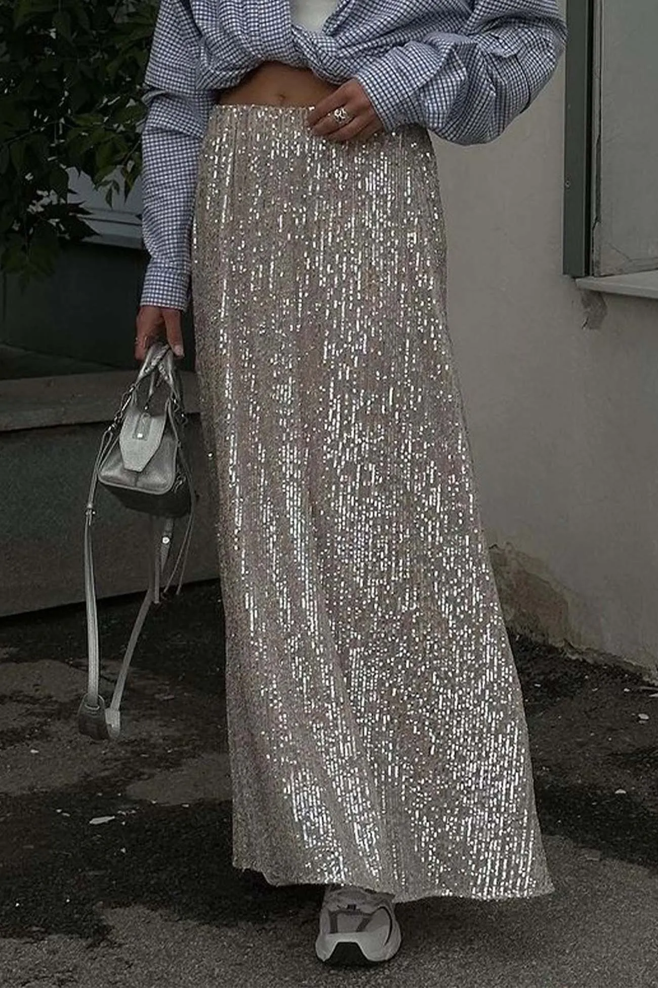 TastyHottie - Solid Color Sequin Maxi Skirt