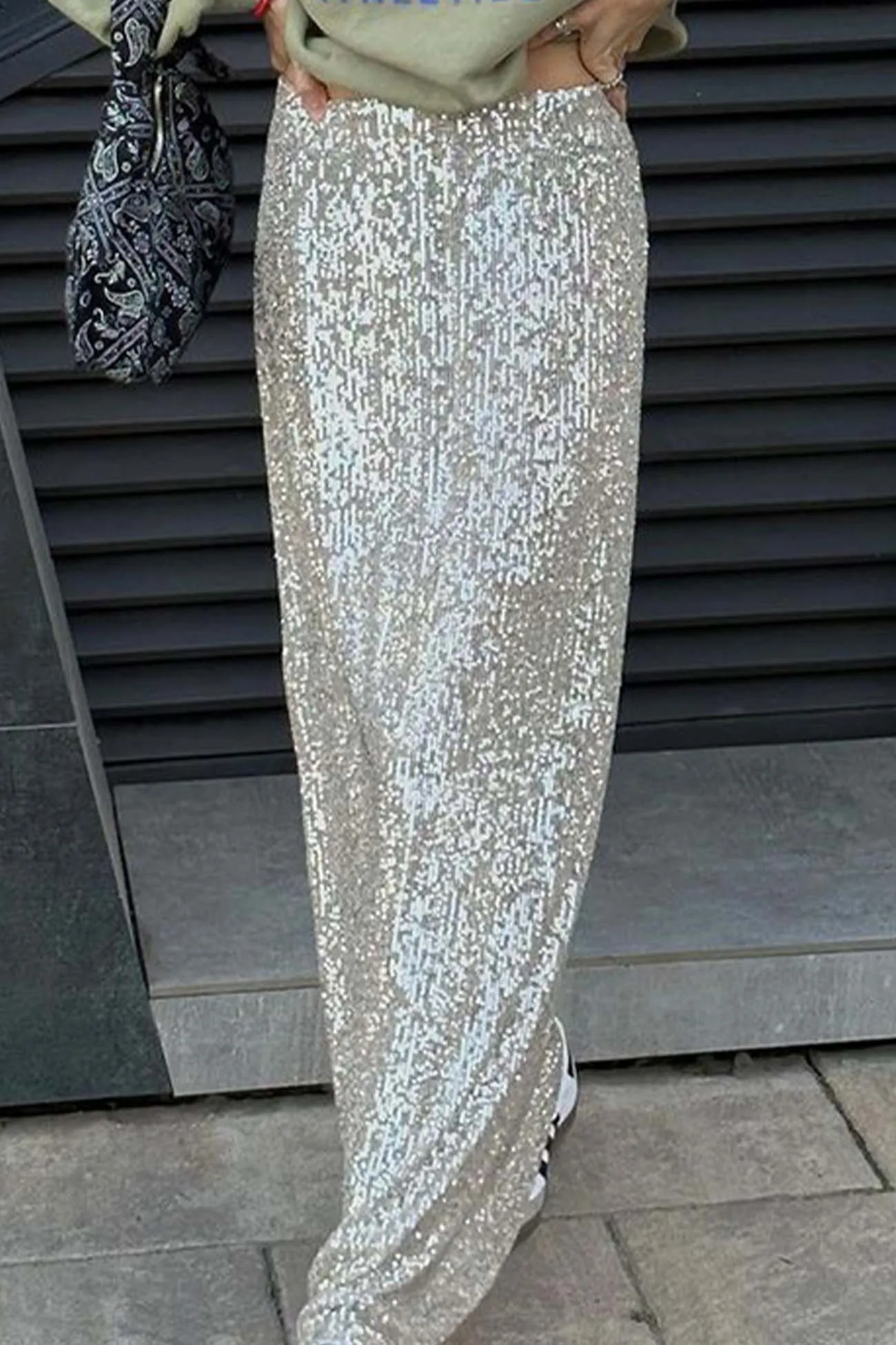TastyHottie - Solid Color Sequin Maxi Skirt