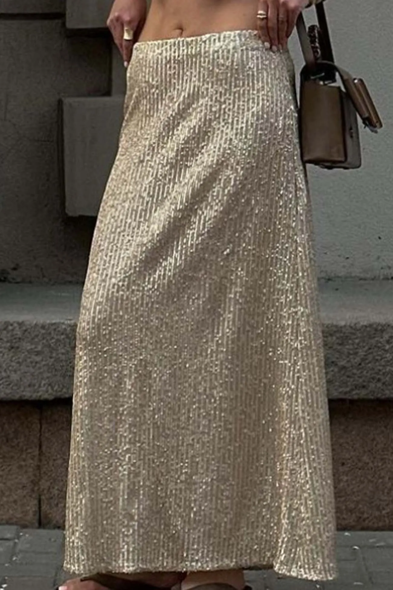 TastyHottie - Solid Color Sequin Maxi Skirt