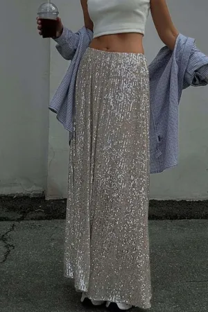 TastyHottie - Solid Color Sequin Maxi Skirt