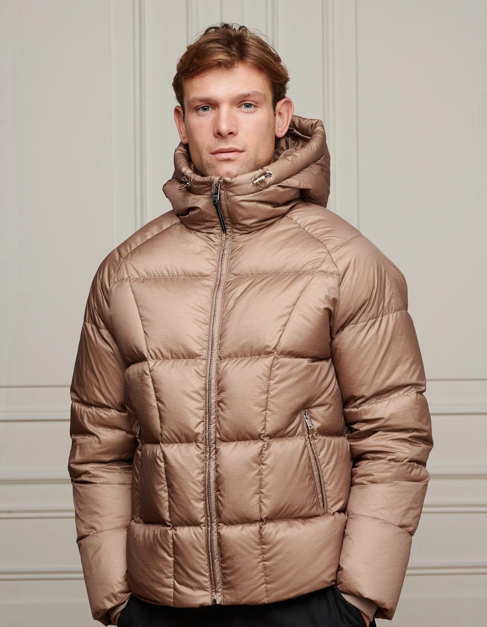 Taupe Ripstop Down Filled Puffer Jacket