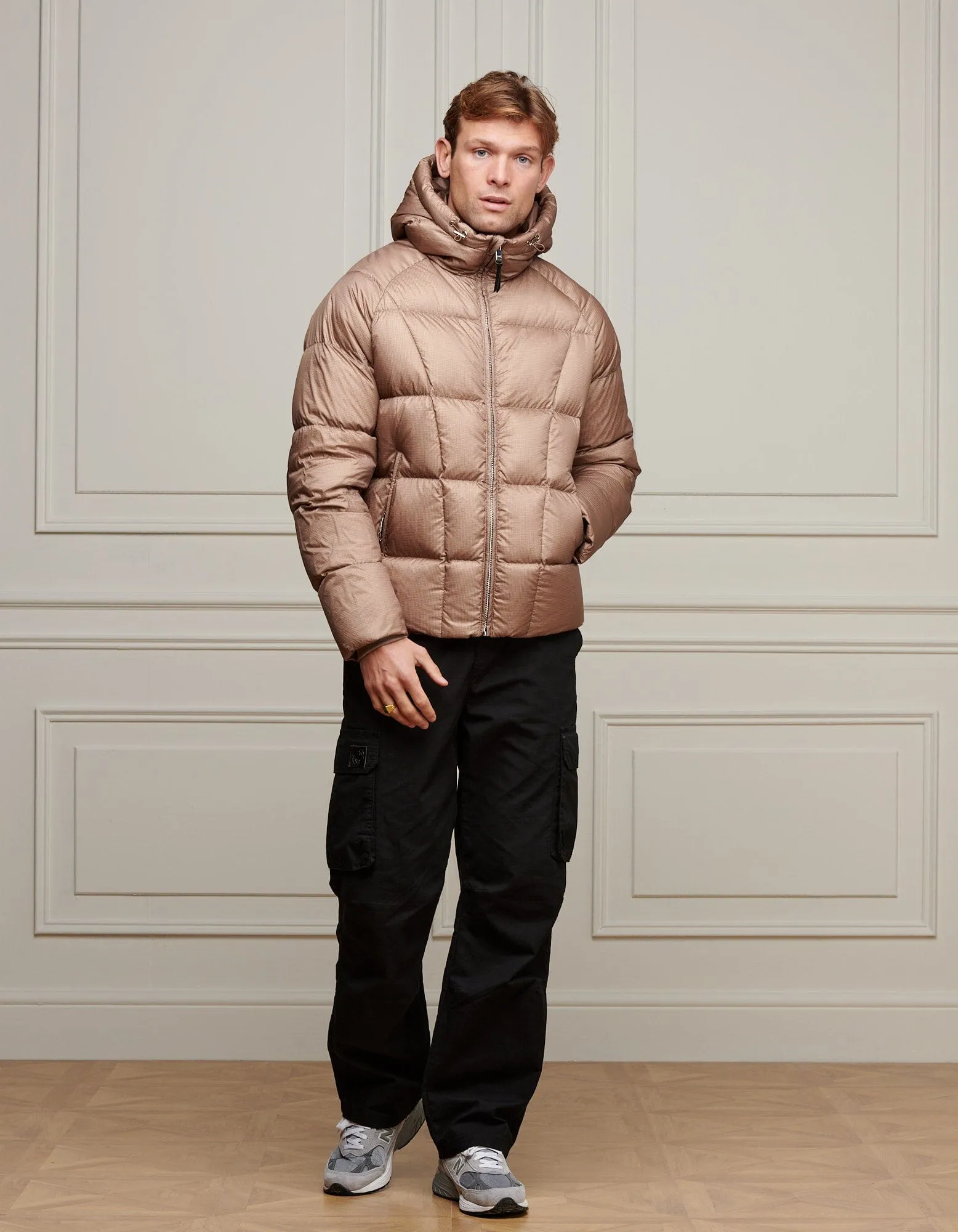 Taupe Ripstop Down Filled Puffer Jacket