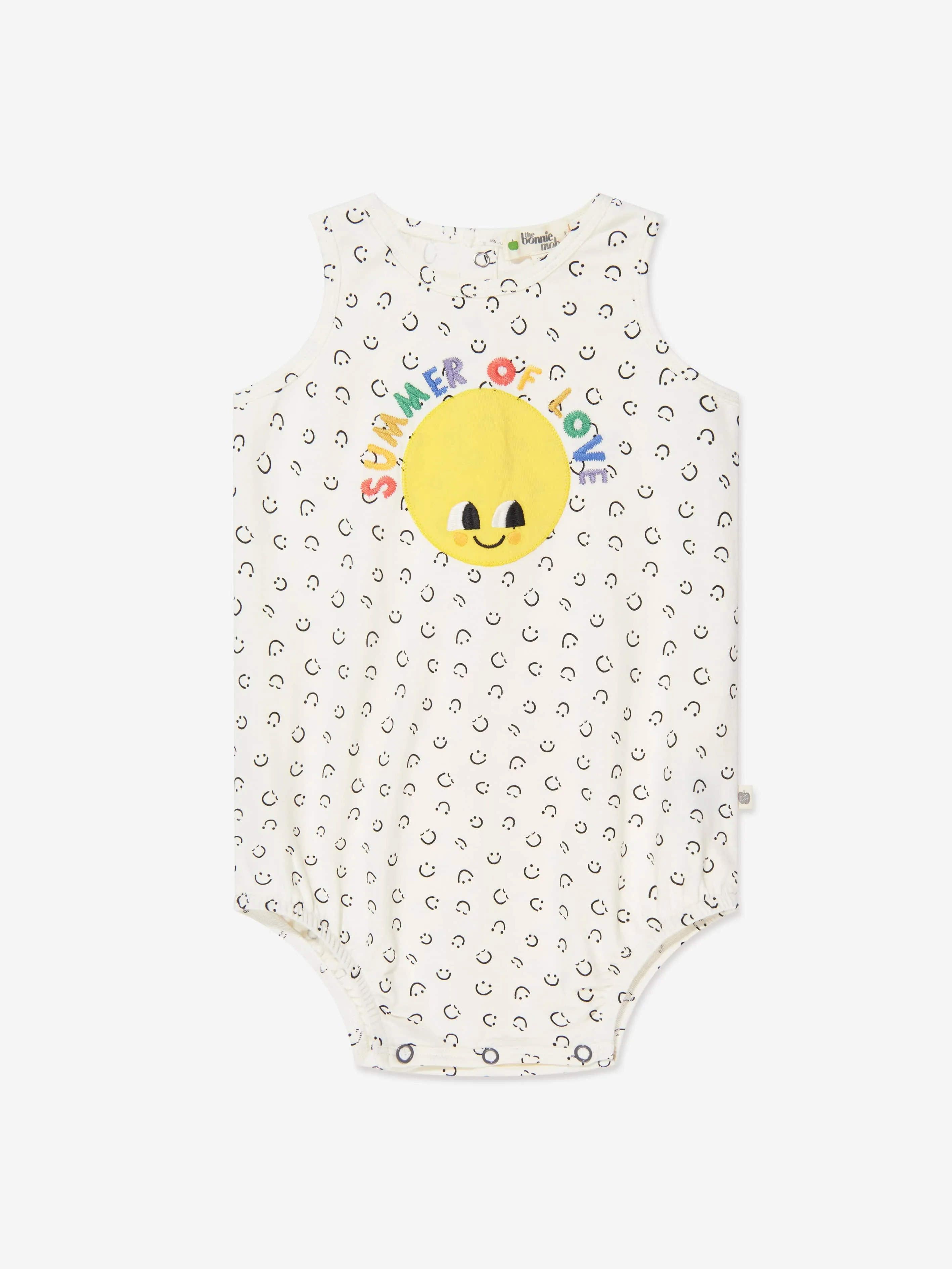 The Bonnie Mob Baby Organic Cotton Sleeveless Bubble Romper in Ivory